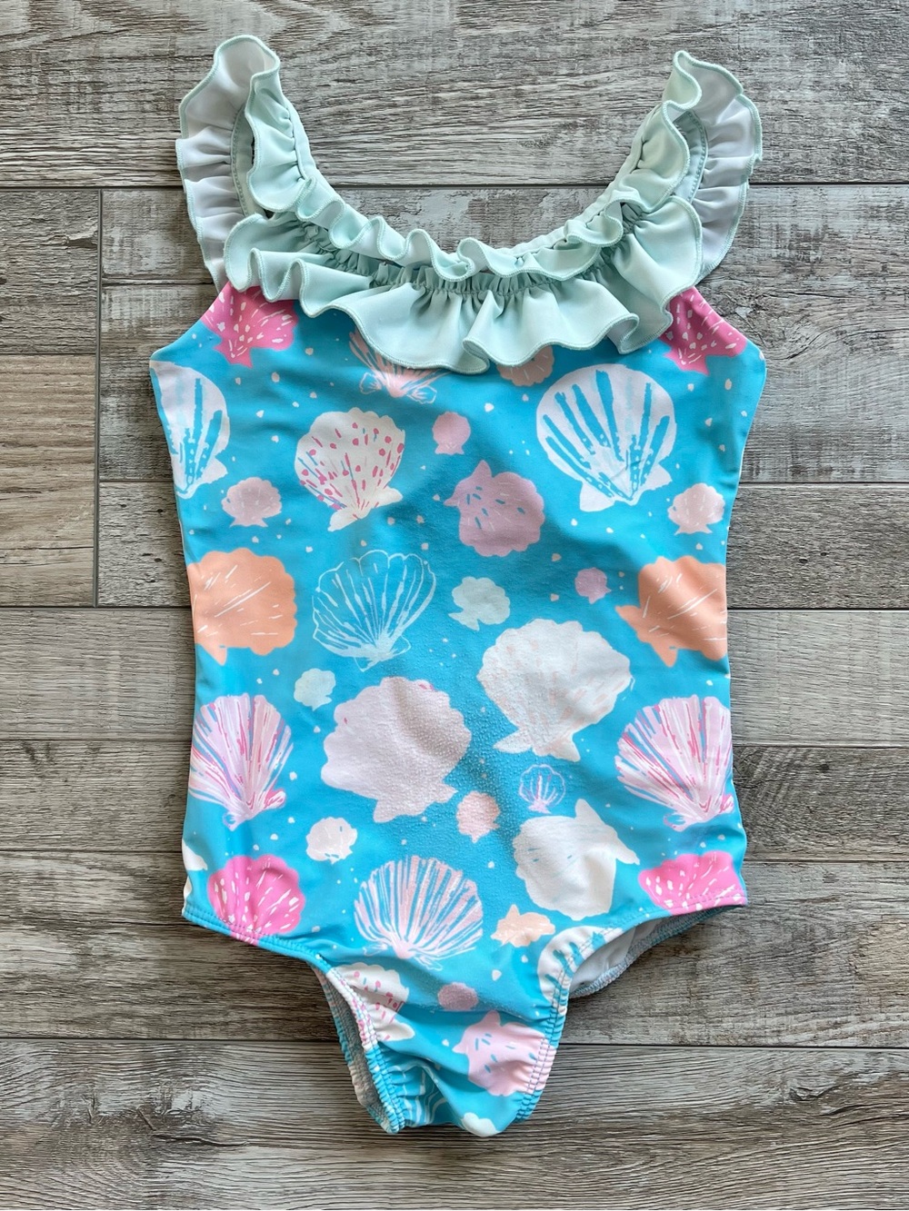 Sweethoney Girls Seashell Ruffle Swimsuit Size 4T